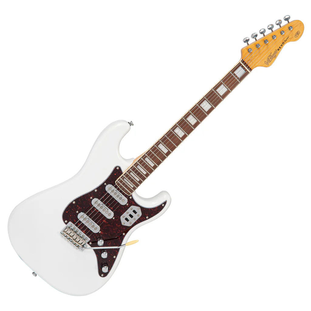Vintage - REVO Series 'Deluxe' Guitar - Arctic White