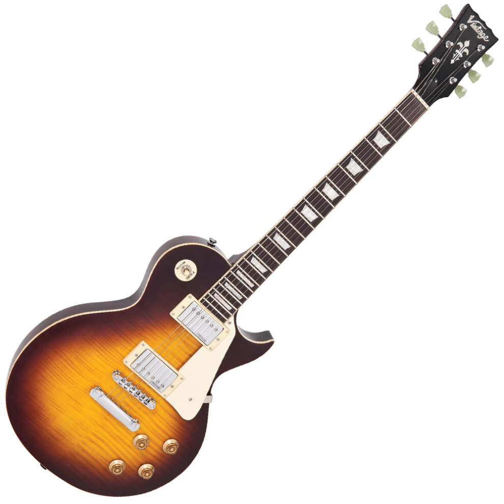 Vintage - V100 ReIssued Electric Guitar -Flamed Iced Tea  
