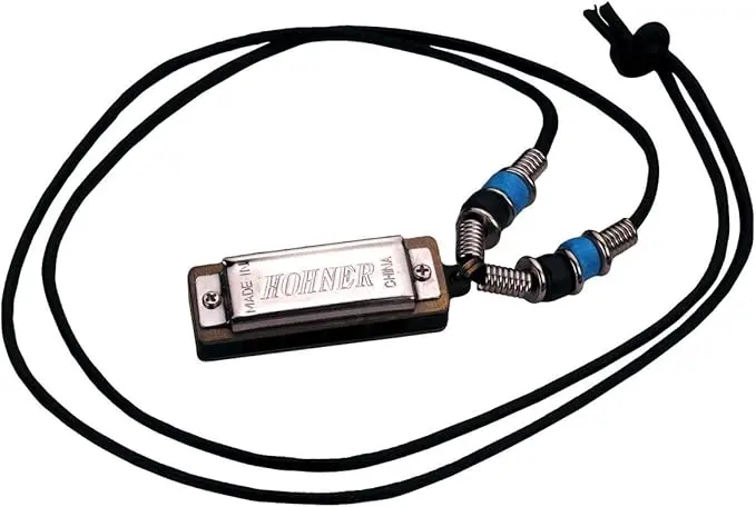 HOHNER Harmonica, Mini Harmonica, C, met halsketting, lichtblauw