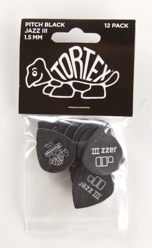 Dunlop - Tortex Pitch Black Jazz Guitar Picks - 1.5 Mm - 12 Pack