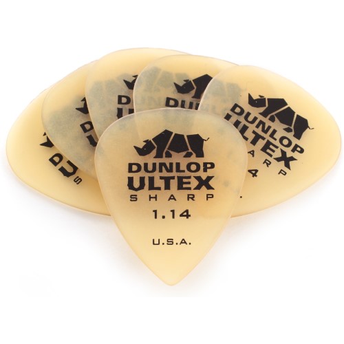 Dunlop - Ultex Sharp Guitar Picks - Pack of 6 - 1.14mm Gauge