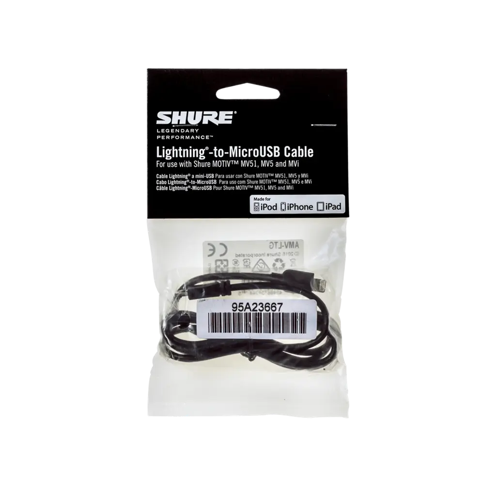 Shure AMV-LTG Lightning-to-MicroUSB Cable
