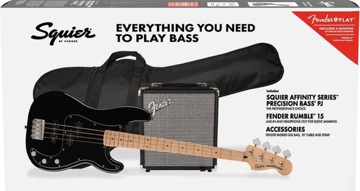 [0372981606] Fender Squier Affinity Series Precision Bass PJ Pack MN Schwarz