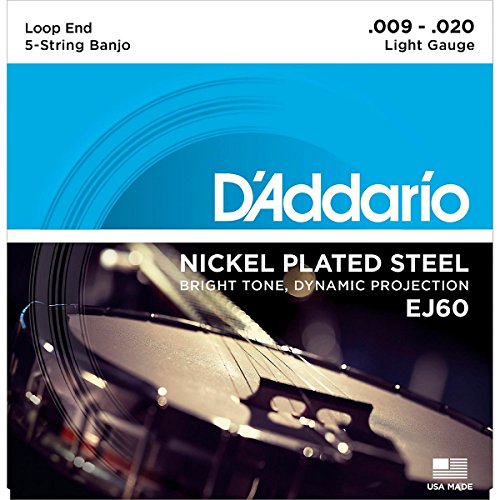 [EJ60] D'Addario - EJ60 Nickel Plated Steel Banjo Strings - .009-.020 Light 5-string