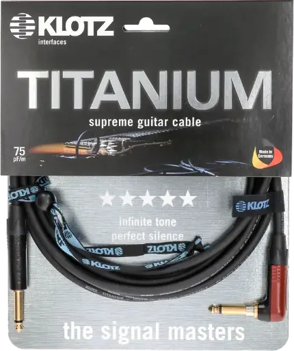 [TIR0450PSP] KLOTZ - TITANIUM supreme guitar cable- STRAIGHT/ANGLED (silent plug) - 4.5M